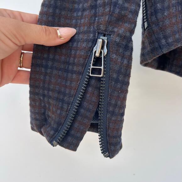 L.A.M.B. Gwen Stefani Dark Plaid Asymmetrical Zip Jacket Size 0 Cropped LAMB - Picture 8 of 10